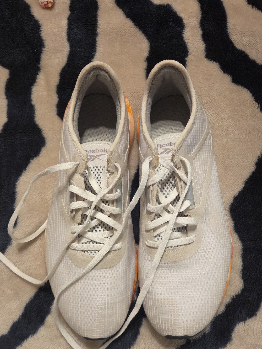 Reebok Cream/White Sneakers with Orange Detail